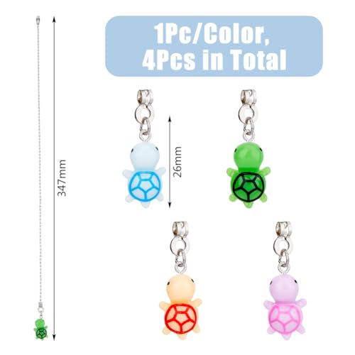 Image of DICOSMETIC 4 Colors Light Pull Chain Set Iron Pull Ball Chains Extension with Resin Turtle Charms 13.66 inch Fan Beaded Ball Switch Chain Extender for Home Light Lamp