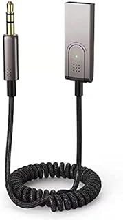 Siwket Bluetooth Aux Adapter,Car Aux Bluetooth v5.0 Receiver Wireless Braided USB to 3.5mm Jack Adapter Bluetooth Car Kits with Built-in Microphone for Handsfree Car Audio Speaker and Home Audio,PC/TV