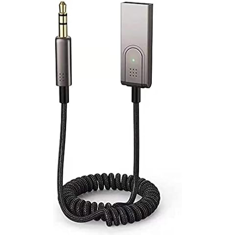 Siwket Bluetooth Aux Adapter,Car Aux Bluetooth v5.0 Receiver Wireless Braided USB to 3.5mm Jack Adapter Bluetooth Car Kits with Built-in Microphone for Handsfree Car Audio Speaker and Home Audio,PC/TV Cover