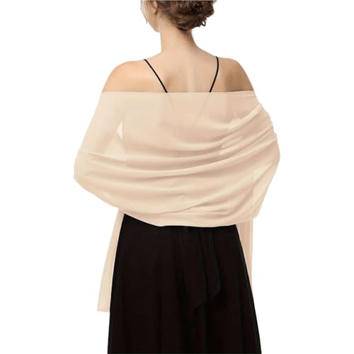 Elegant Chiffon Shawl Wraps Women Lightweight for Casual Outings and Evening Events(Beige)