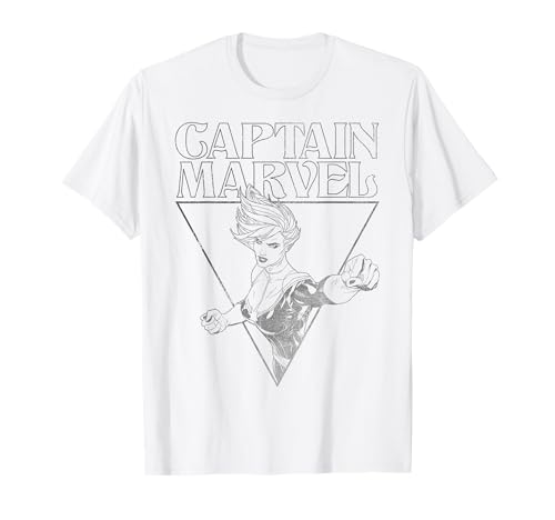 T-shirt Captain Marvel imprimé triangle géométrique en coton pour fan de comics
