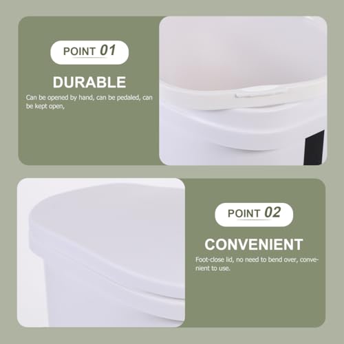 Image of MAGICLULU 10L Step-on Trash can with Pedal, Lid, and Stay-Open Feature for Kitchen, Bathroom, Living Room, and Office, White Plastic Waste Bin