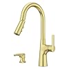 Pfister Tasso Kitchen Faucet with Pull Down Sprayer and Soap Dispenser Single Handle High Arc Brushed Gold Finish F5297TSOBG