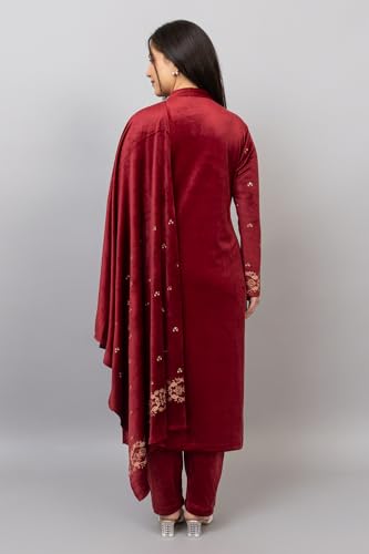 Image of HIFZAA velvet kurta palazzo set with dupatta for womens printed winter wear suit M to 4xl