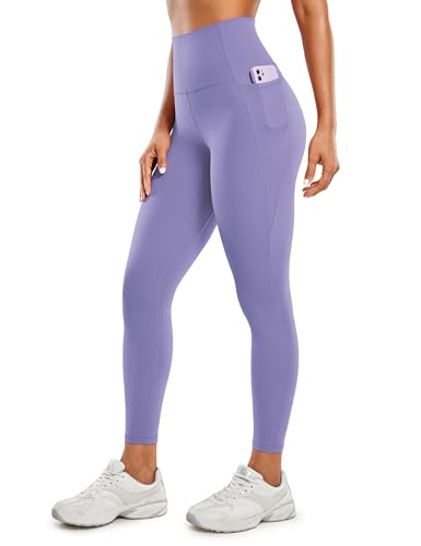 CRZ YOGA Women's ButterLuxe Gym Leggings 25 Inches - High Waisted Workout Leggings with Pockets Buttery Soft Yoga Leggings Dark Lavender Purple 14