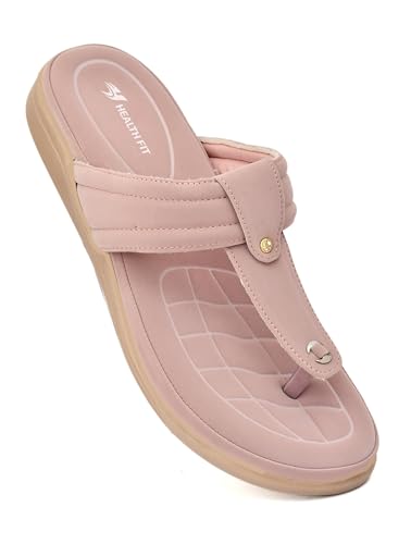 Image of HEALTH FIT EXTRA SOFT Women's Comfortable Memory Foam Doctor Slippers /Flip-Flops|Fashionable Casual & Stylish|Lightweight & Breathable|Outdoor Synthetic Casual Chappals Sandals Ladies & Girls HF28