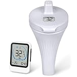 OFFCUP Wireless Floating Pool Thermometer, Water Temperature Thermometer with Indoor Monitor, LCD Display Digital Temperature Monitor for Swimming Pools Hot Tubs Spas Bath