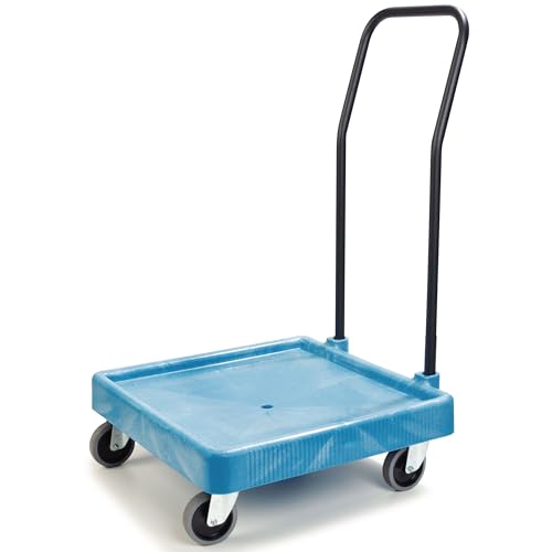 Carlisle FoodService Products C2236H14 Universal Warewashing Rack Dolly with Handle, 350 lb Capacity, Blue