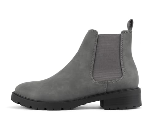 Soda “HOPPER” ~ Women Round Toe Double Elastic Gore Lug Sole Low Heel Chelsea Ankle Boot Bootie