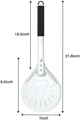 G.a HOMEFAVOR Perforated Turning Pizza Peel, 7 Inch Aluminum Pizza Paddle with Non-Slip Heat Resistant Handle, Pizza Shovel for Homemade Pizzas Bread