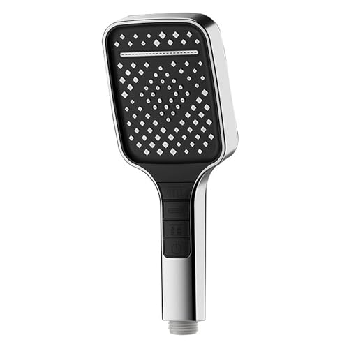 Pommeau de Douche Grand Carré, Douchette à Main, Pommeau Economie Eau Haute Pression, 7 Modes (argent)
