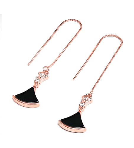 Boucles d'oreilles pendantes en jadéite naturelle noire avec certificat