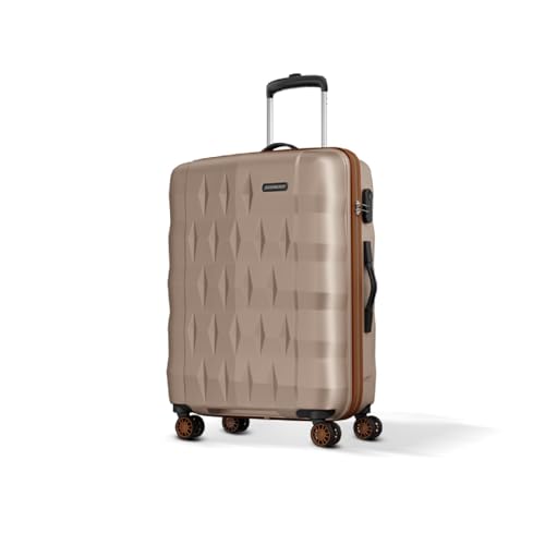 Image of Aristocrat Comet 8 Wheel Check-in (Medium Size) Hard Case Trolley Bag | Combination Lock | Tough And Durable Polycarbonate Luggage| 3 Year International Warranty| 66 CM Suitcase for Travel | Champagne