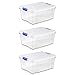 UNISHOP Lote de 3 Cajas de Almacenaje de Plástico con Tapa, Caja de Almacenamiento, Caja de Ordenación Multiusos (16L)