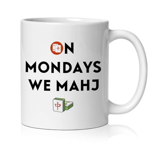 BEHIFL Mah Jong Gifts Mug, Mahjong Gifts for Women Coffee Cup Ceramic, Gift for Mah Jong Players Lovers, Mahjong Tiles Accessories Ceramic Coffee Tea Mug 11 oz