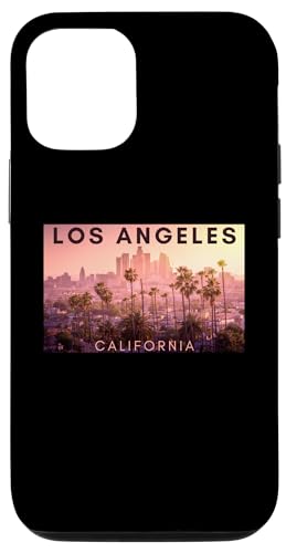 Carcasa para iPhone 14 Puesta de sol Los Ángeles California Palmeras Horizonte Souvenir