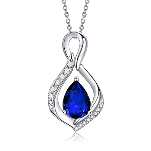 AENEAS Infinity September Birthstone Created-Sapphire Necklace Women Sterling Silver Pendant ...