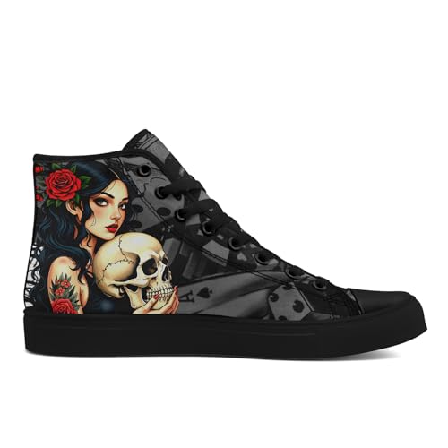 Unisex Skull Shoes High Tops Canvas Sneaker Classic Lace Up Fashion Shoes Casual Flat Walking Shoes2