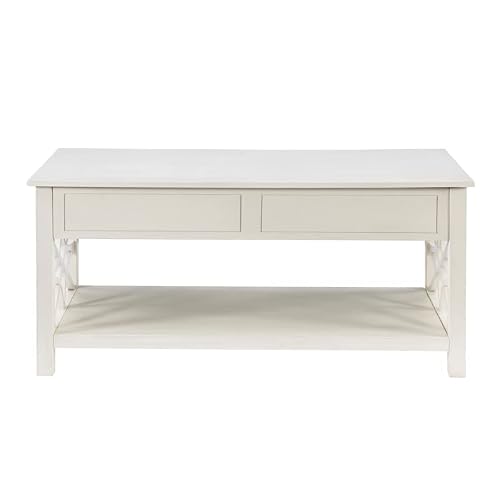 Linon Luster Wood Lift Top Coffee Table With Storage In Antique White #TOP5