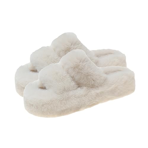 Pantoufles floues pour femmes maison en caoutchouc chaudes et peluche