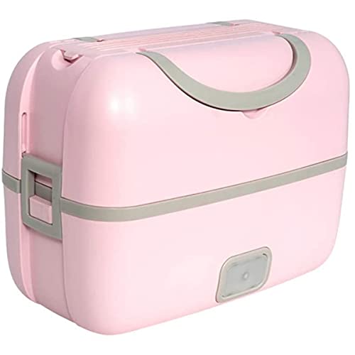FOMT 1.3L Electric Lunch Box,Portable Mini Rice Cooker Stainless Steel Removable Liner/Heat Preservation Lunch Box/Egg Steaming Rack Suitable for Office,School And Home Use,Pink