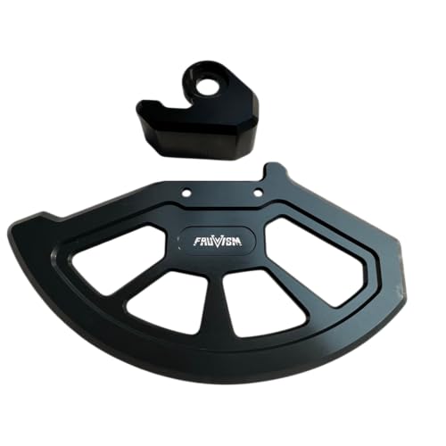 Image of Motorcycle Front Brake Disc Guard, Universal Rotor Protector, Gold Aluminium, Blue Wheel Compatible (Black)