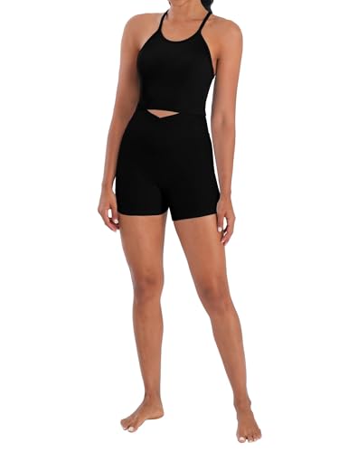 Image of Sunzel Ribbed Crop Tank Top for Women Seamless Racerback Camisole | Buttery Soft Nylon Spandex, Opaque No See Through, Stays in Place, Unpadded, Slim Fit, No Shrink, Yoga Workout Gym Casual