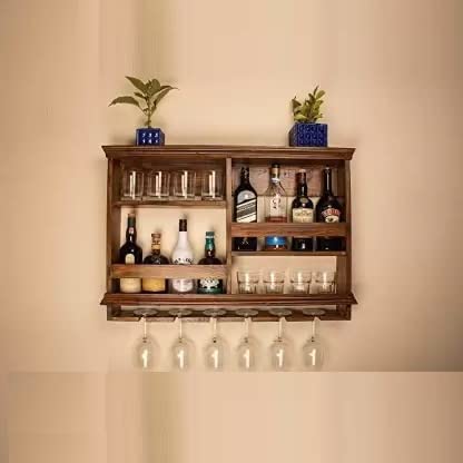 Furneezy Solid Sheesham Wood Wall Mounted Bar Cabinet for Home (Customaization Available)