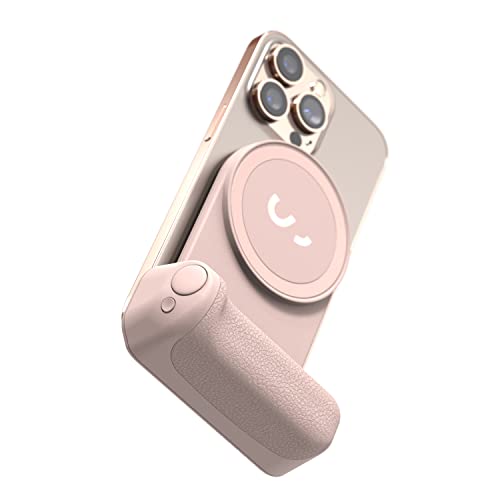 Image of ShiftCam SnapGrip - Mobile Phone Camera Grip with Wireless Shutter Button - Magnetic Mount Snaps on to Any Phone - Built in Powerbank with Qi Wireless Charging - Tabletop Dock | Chalk Pink