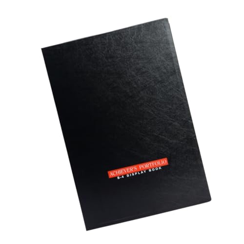Image of Worldone Achiever Portfolio Display Book Folder for Documents, 1mm Vergin PP Material with 20 Bound Non-Refillable Top Loading Plastic Sleeves, Thick PP Bord, for Offices, Size B4, Black, Set of 1