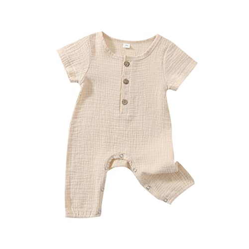 Image of CIYCUIT Newborn Baby Boy Girl Romper Clothes Infant Solid Ribbed Onesie Bodysuit Jumpsuit Outfits