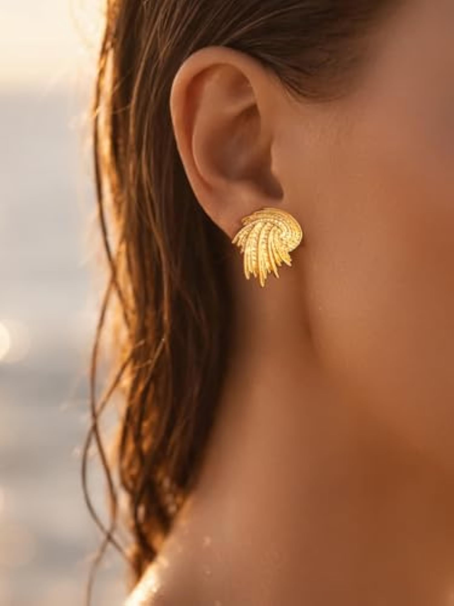 Gold Plated Unique Design Western Stud Earrings for Women