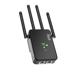 WiFi Extender, WiFi Booster 1200Mbps Wi-Fi Signal Booster Amplifier for Home Cover up to 12880 sq.ft & 100 Devices Dual Band Repeater (2.4/5GHz), 4 Antennas 360° Coverage with Ethernet Port & AP Mode