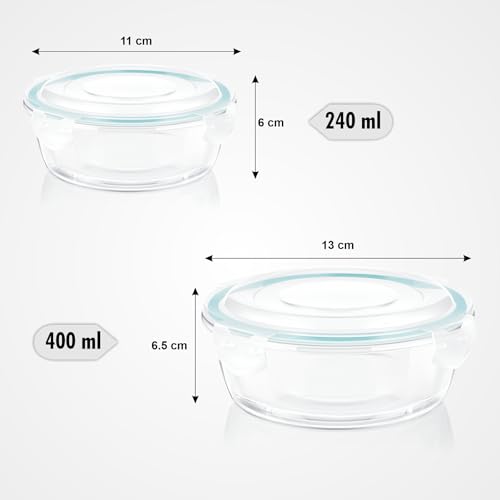 Image of Signoraware Lock N Store Square Glass Container Set| Microwave Safe| Easy Locking Clips| Airtight & Leakproof| Ideal for Office, Travelling & Outdoors (520ml + 320ml| Set of 2| Clear)