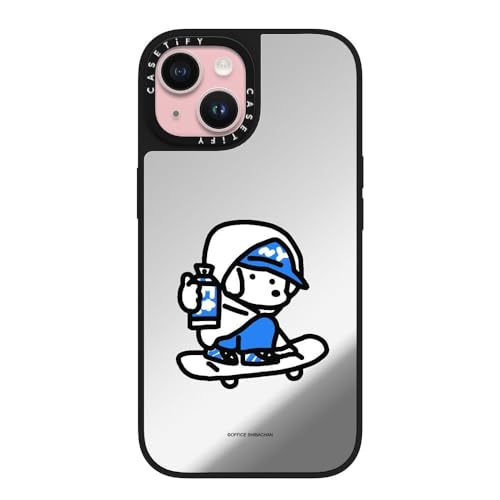 CASETiFY Magsafe �Ή��~���[ iPhone 15 �P�[�X [���ː� / 1.5m����̗����������N���A / Magsafe �ɑΉ�] - mini JOHN (Graffiti) - �V���o�[ (�u���b�N�o���p�[)