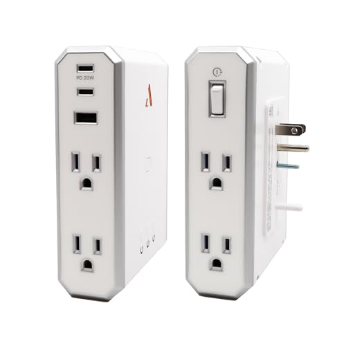 Austere V Series Appliance Power Outlet Wall Charger, 4 Outlets Surge Protector Power Strip for Kitchen, 2 USB & 20W USB Power Delivery, 3000 Joules EMI/RFI Filtering, 5 Year Component Guarantee