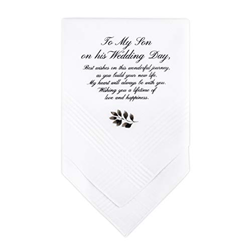 W&F GIFT Wedding Gift Handkerchief for Son from Mother and Father Of The