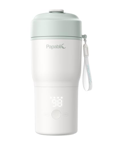Image of Papablic Portable Bottle Warmer for Home & Travel — 85W Fast Heating, Built-in Sterilizer, 4 Temp Settings, 6 Feeds per Charge, 3-Inch Wide Mouth, Fits Car Cup Holder