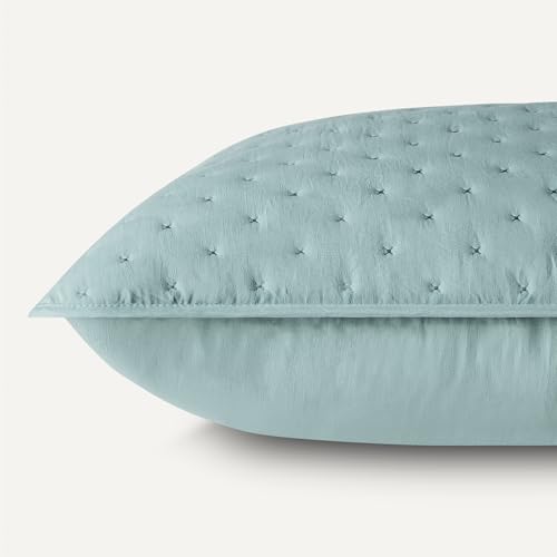 Image of Amazon Basics Brushed Microfiber Quilt Set, Extra Soft with Natural Texture, 3-Piece, King, Blue