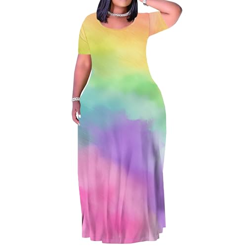 Image of Plus Size Maxi Dresses for Curvy Women T-Shirt Summer Sun Dresses Loose Fit