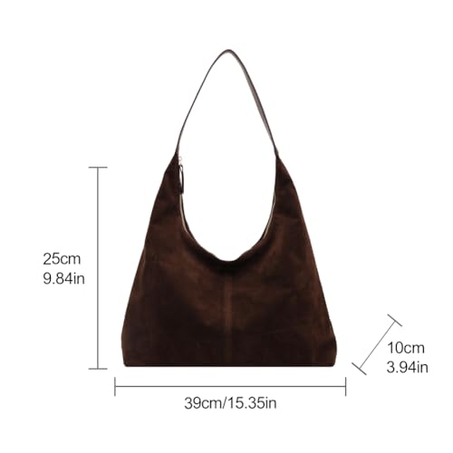 Bolso Tote de ante para mujer color marrón miniatura 6