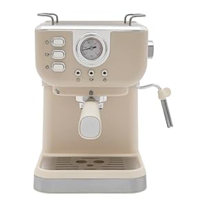Wiyuer 1.5L Espressomaschine mit Milchaufschäumer 2 in1 Kaffeemaschine 1050W 20Bar Espresso Siebträgermaschine Cappuccinomaschine Kaffee Maschine Retro Design Weiß