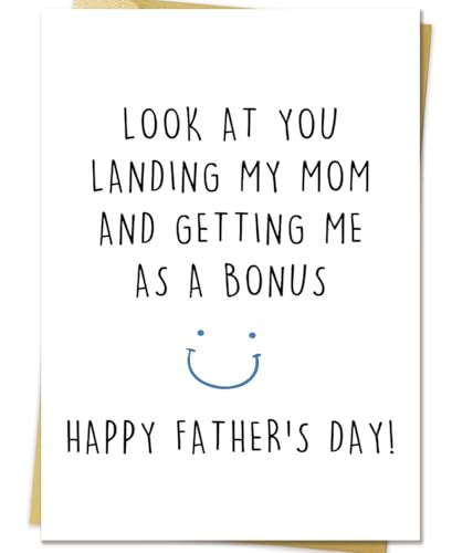 OJsensai Funny Stepdad Fathers Day Card from Step Son Daughter, Gifts for Bonus Dad, Happy Fathers Day for Step Dad