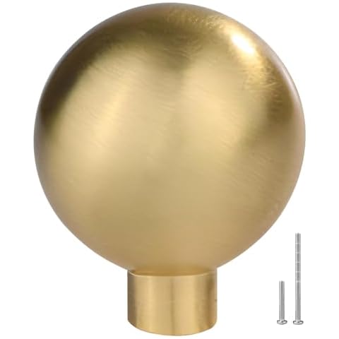 CozyHommie 6Pack Brushed Brass Minimalist Style Solid Cylindrical Zinc Alloy Cabinet Pulls/Handles/Knobs, Strong and Durable for Drawer and Wardrobe, Knob-Single Hole Cover