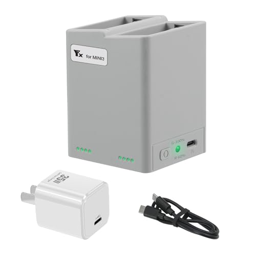 Cargador USB-C 35W para DJI Mini 4 y 3 Pro con gestión de carga secuencial de dos baterías