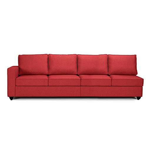 Image of Wakefit Sofa Set | 3 Year Warranty | Sofa 3 Seater, 3 Seater Sofa for Living Room, Wooden Sofa Set, 4 Seater + Right Aligned, Sofa for Living Room - Napper(Omega : Red)