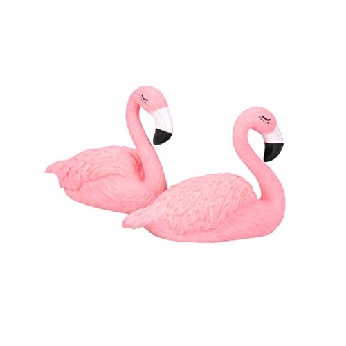 VANZACK 10pcs Flamingo Miniature Figurine Beach Umbrellas for Sand Swirl Bird Cake Accessories Car Decor Figure Car Accessory Animal Resin Flamingo Decor Dining Table Pink Doll
