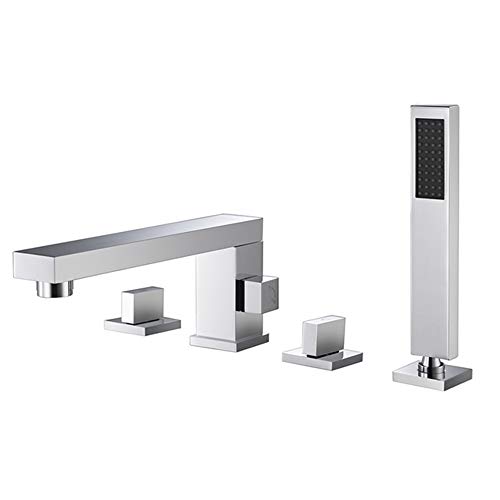 Ensemble de douche contemporain chrome brillant style épuré sur pont