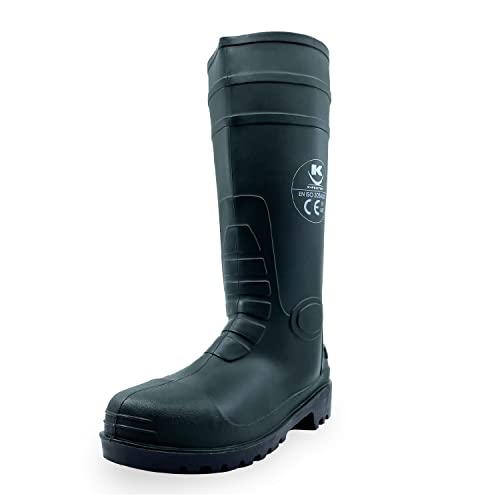 KELI FRANCE Bottes de Sécurité S5 SRC, Coque de Protection Acier, Semelle P.V.C et nitrile, Anti-perforation & Anti-dérapante, Caoutchouc vert, Modèle Hulk (numeric_39) Cover