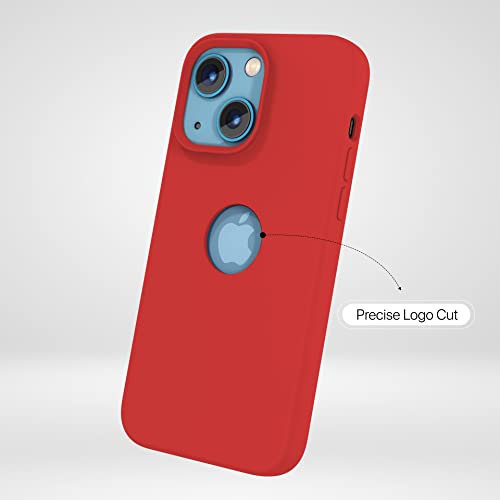 Image of Vaku Luxos Liquid Silicon Logo-Cut for iPhone 14 Plus Cover Case, Soft TPU, Shockproof, Scratch Resistant, 6 Feet Drop Protection, Compatible with iPhone 14 Plus Back Cover - Red